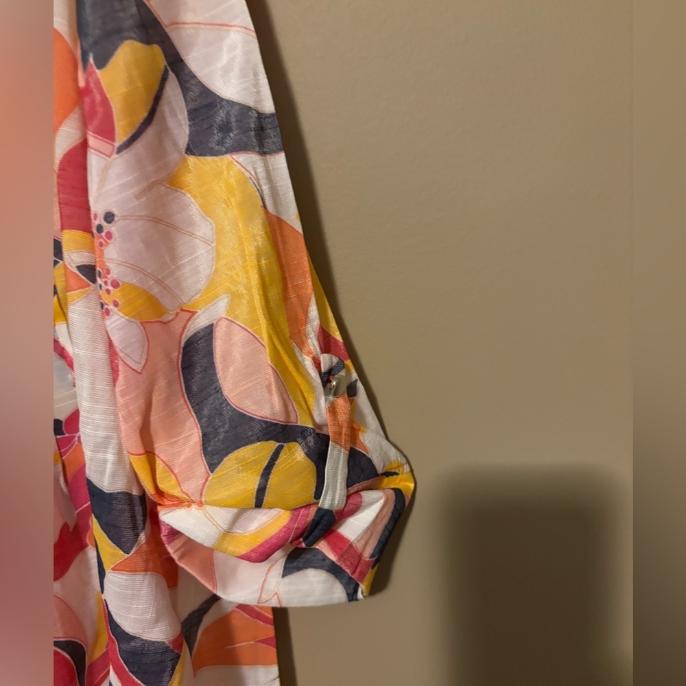 Ava & Grace Abstract Button-Front Tunic - Pink, Yellow & Cream Sz XL - Picture 3 of 5